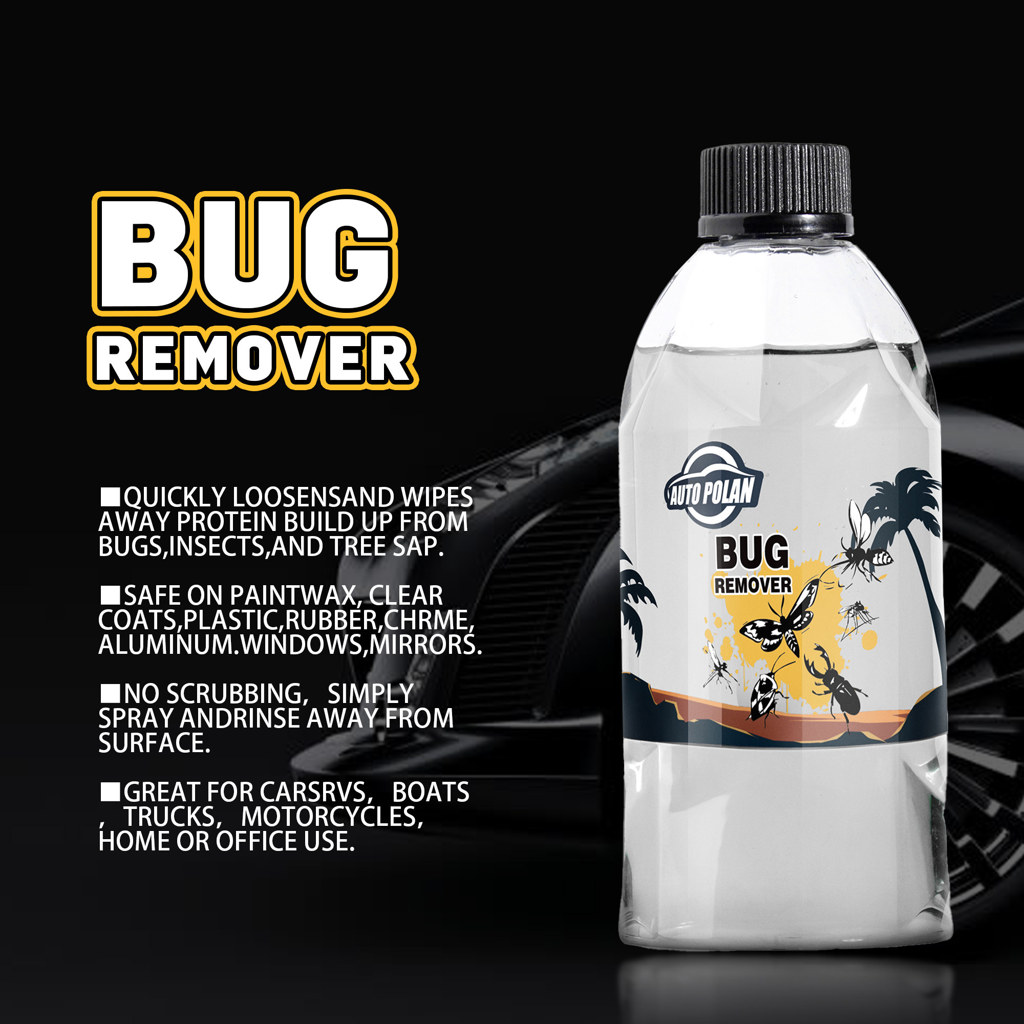 Multi-purpose Bug Remover Agent Foam Cleaner For Car Care Detailing Products Remove Bug Insects and Tree Sap