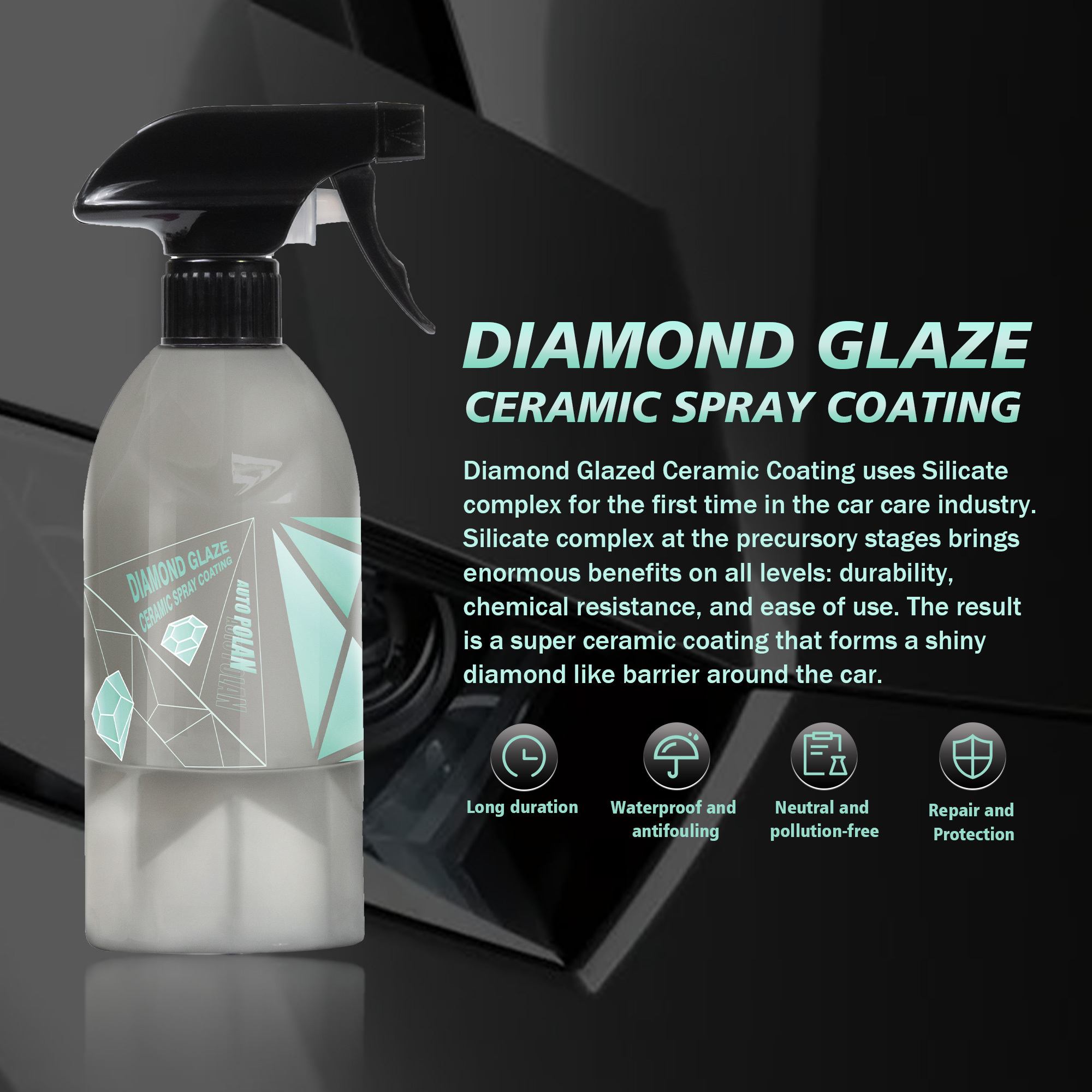 DIAMOND GLAZE rich Hydropgobic SiO2 spray ceramic coating better protect shine car paint 6 month