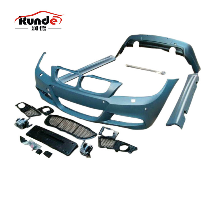 Runde PP Material Car Body kits For BMW E90 MT Style Car Front Rear Bumper Side Skirt Fog Lights Frame  2009-2011