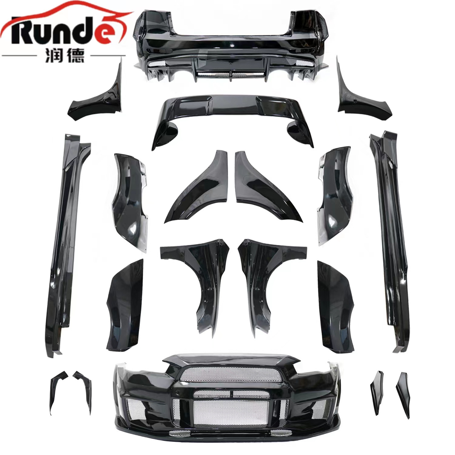 Runde FRP Material For Mitsubishi Lancer Upgrade VARI Style Wide Body Kit Front Bumper Rear Bumper Side Skirts Hot Sales