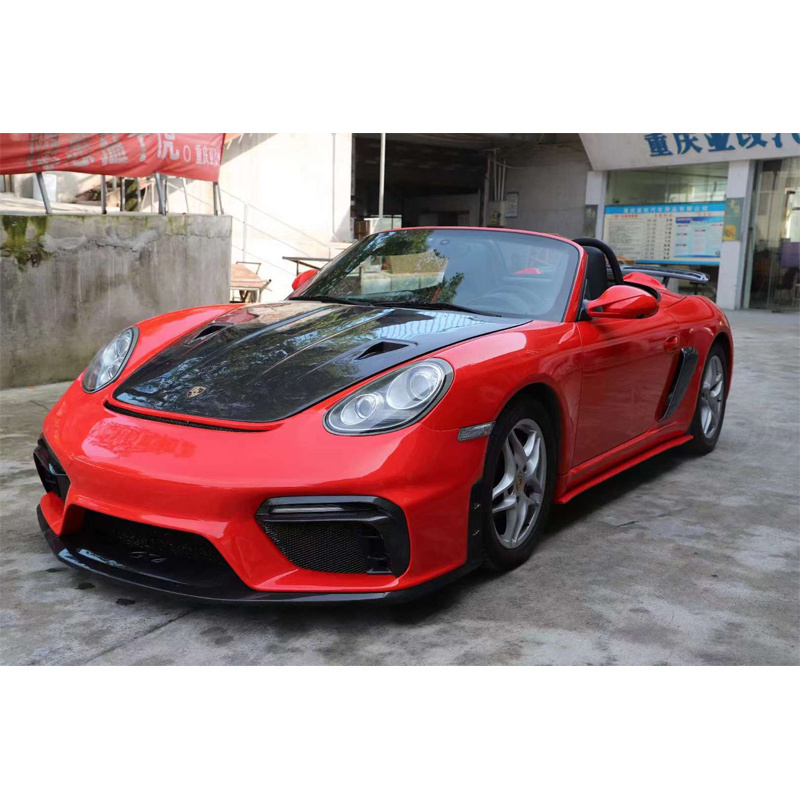 Runde For Porsche Cayman Boxster 987 Upgrade GT4 Half Carbon Fiber Body Kit Front Bumper Side Skirts Rear Bumper Spoiler Hood