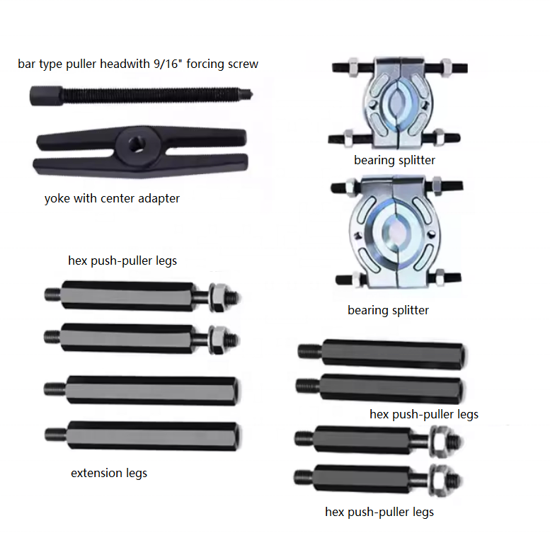 14Pcs  Bearing Separator Puller Set  Splitters Remove Bearings Kit Two Hydraulic Puller Sets Bearing Puller Separator Tool