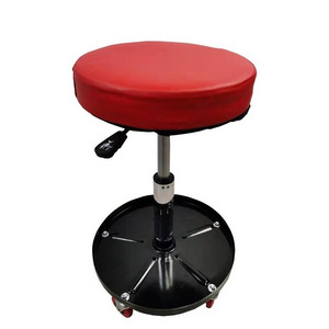 Height Adjustable Heavy Duty Rolling Pneumatic Creeper Garage/shop Seat Padded Mechanic Stool With Tool Tray For Car Repair