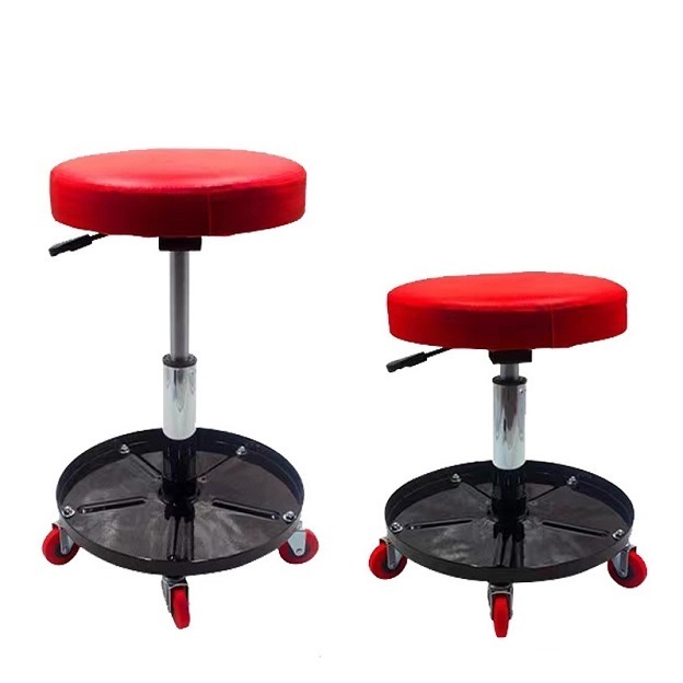 Height Adjustable Heavy Duty Rolling Pneumatic Creeper Garage/shop Seat Padded Mechanic Stool With Tool Tray For Car Repair