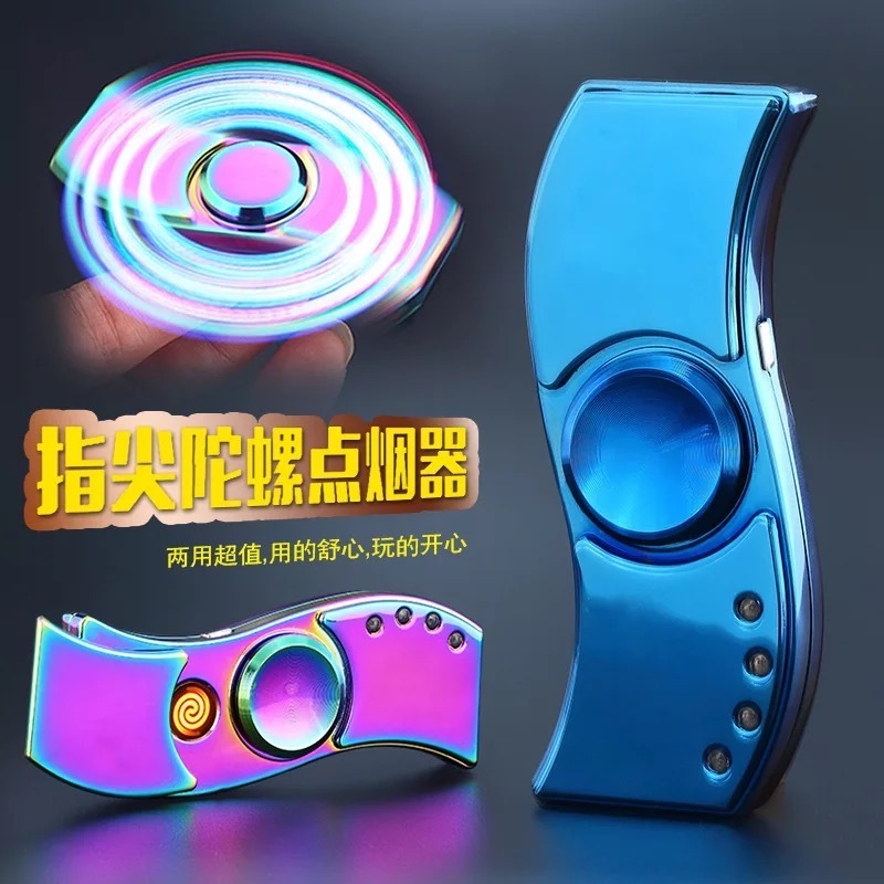 Fidget Spinner Lighter Toy Alloy Hand Finger USB Rechargeable Fidget Spinner Lighter