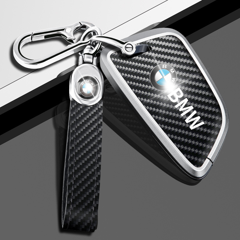 Hot Sale Car Key Cover for BMW  Face carbon grain forBMW New Aluminum alloy Car Key Cover rubber car key cover