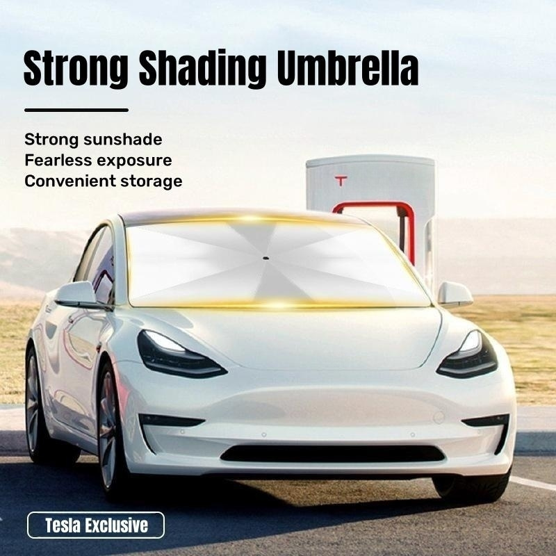 Silicone Soft Handle UV protection car umbrella window solar sunshade foldable windshield umbrella for tesla