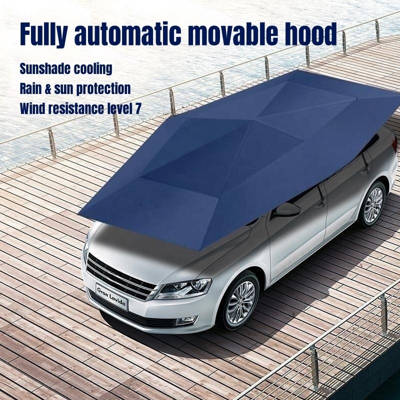 4.2m 4.8m 5.2m UV protection automatic folding sun shade covering roof car cover umbrella sunshade with remote