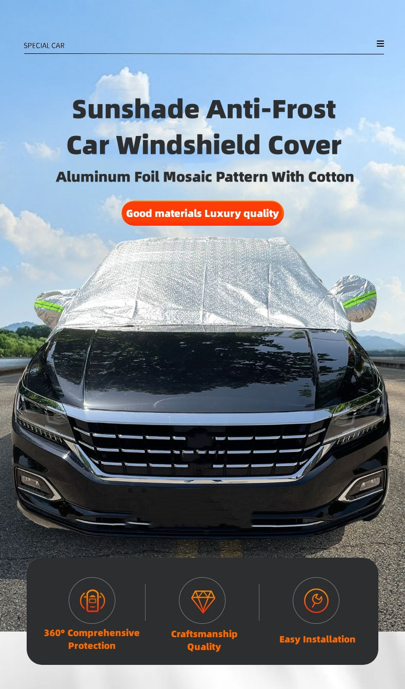 Large Thick Aluminum Foil Cotton Multi Layer Outdoor Car Windscreen Heated Snow Windshield Cover