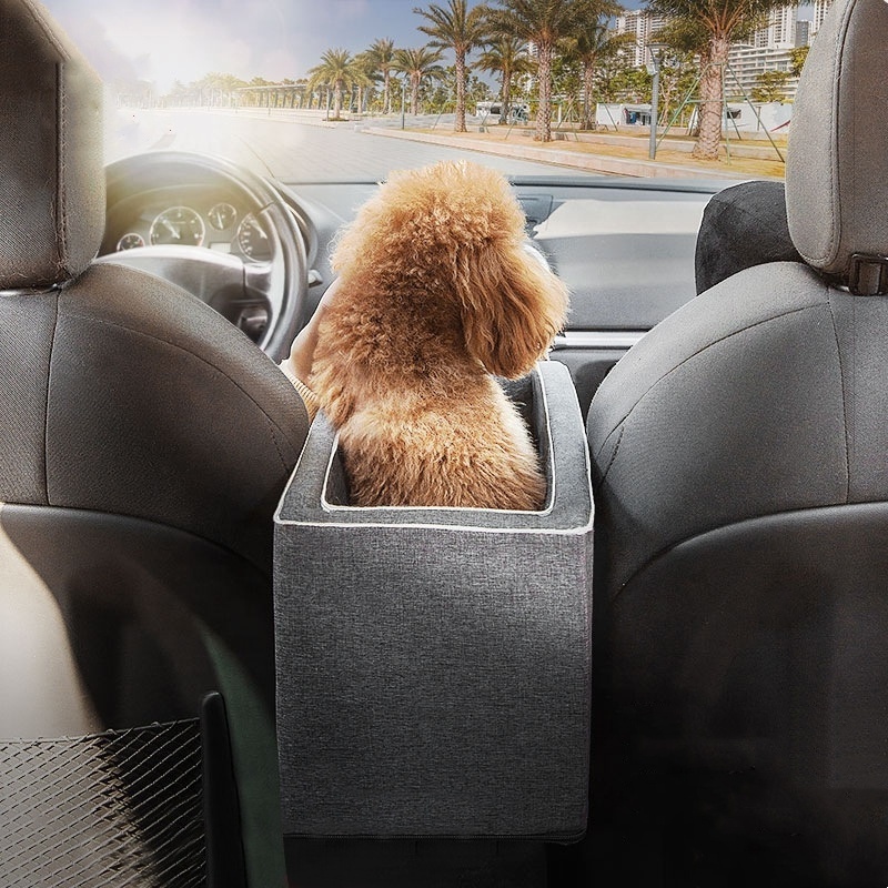 Pet Dog Booster Seat Backseat Cover Waterproof Portable Travel Car Booster Dog Seat Armrest Middle Center Console Dog Car Seat