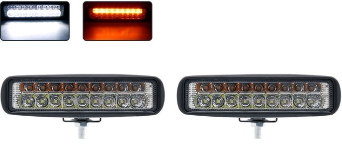 5m flood beam amber white dual color car 12 led working head light bar for SUV offroad driving fog lights