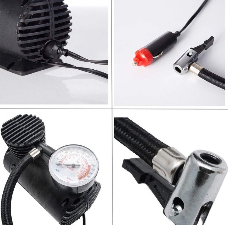 12V auto Tyre Pressure Inflator Portable mini air compressor pump electric compact tyre pump With Pressure gauge