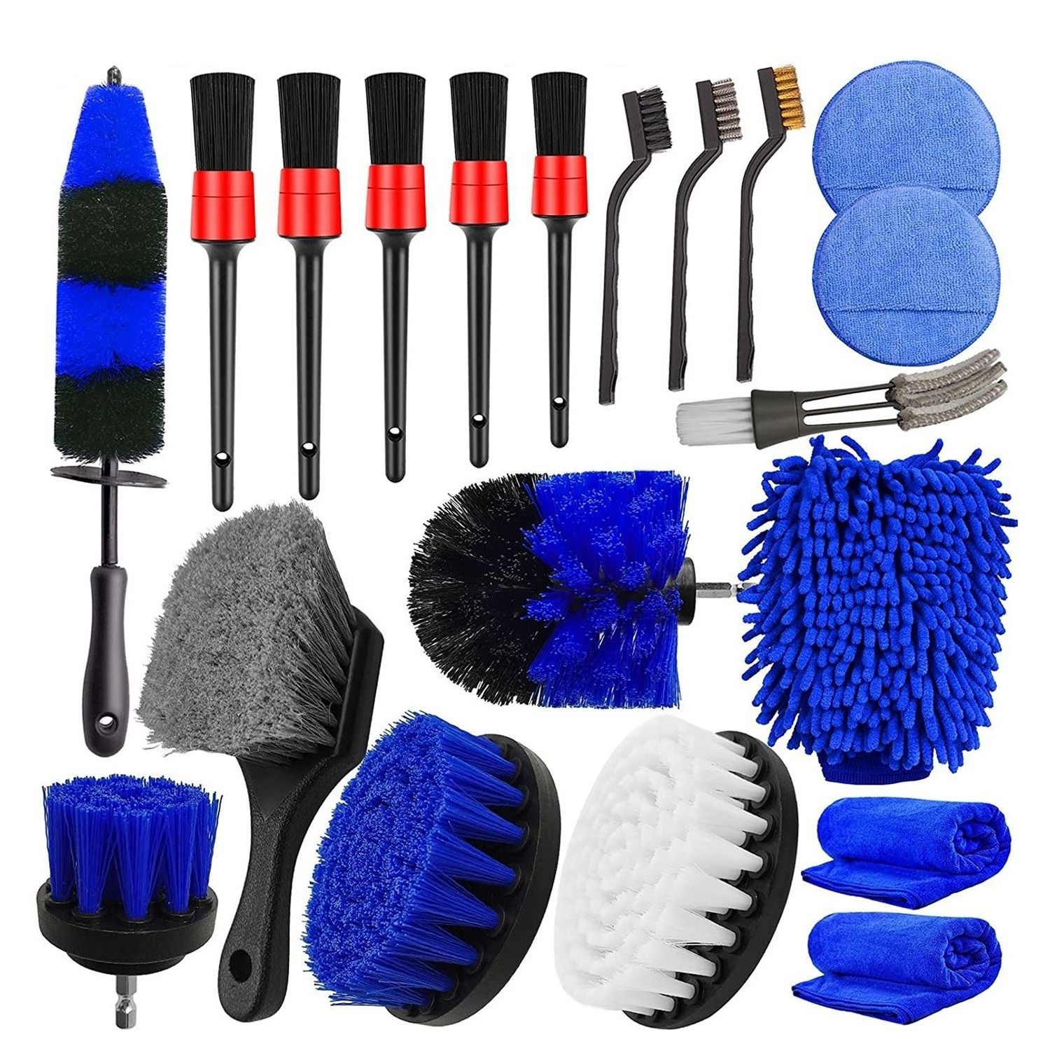 Amazon best-selling car details cleaning brush 20-piece set car wash hand metal sleeve gap brush car wash brush set