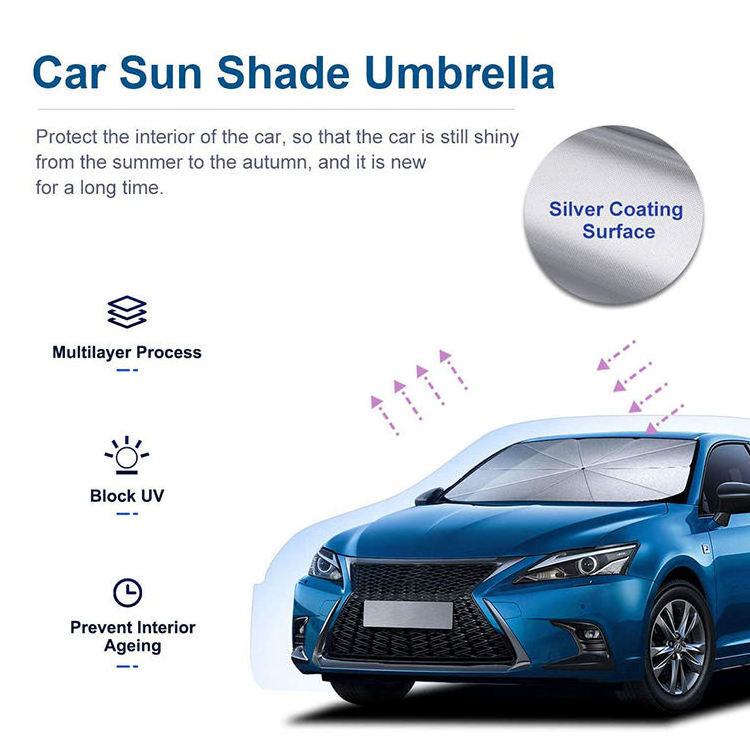 Fast Delivery Car Windshield Sun Protection Umbrella UV Rays and Heat Car Sun Umbrella-Block Heat Car Top Umbrella