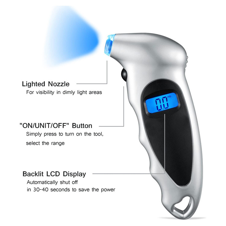 150 PSI 4 Settings Digital Tire air Pressure Gauge with LCD display for Car Truck Bicycle