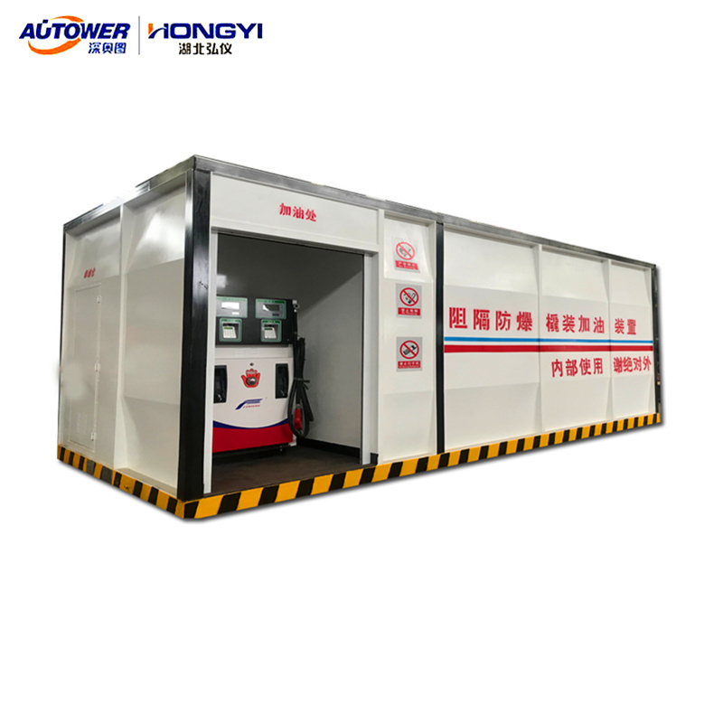 container Explosion-proof barrier skid mounted mobile lpg petrol container mini filling station for vehicle filling