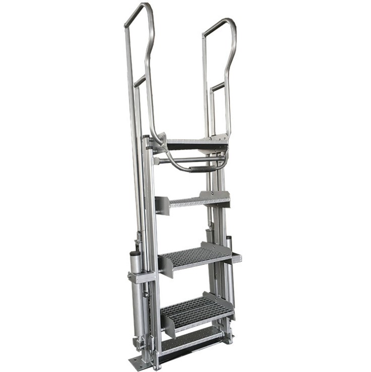 Safety cage Aluminium Telescopic Extension Ladders platform Folding Stairs With Handrail step for petrochemical industry