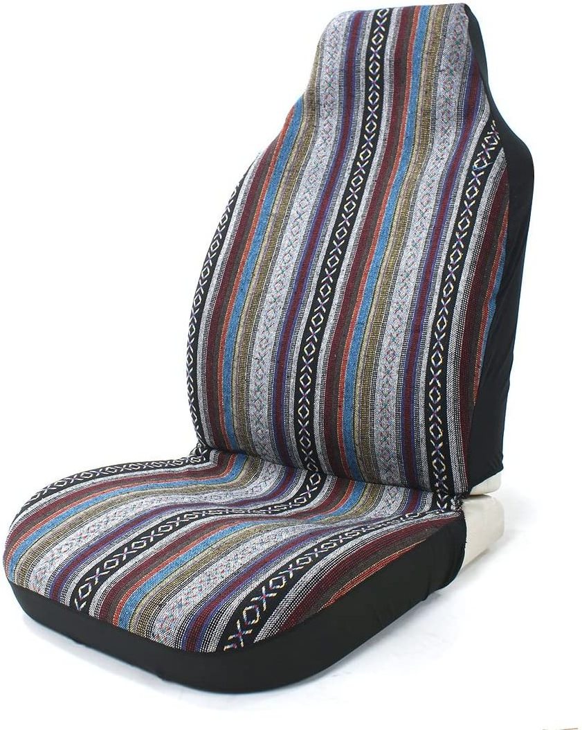 Saddle Blanket Weave 10pc Stripe Multi-Color car seat covers universal for Cars Vans with Steering Wheel Cover