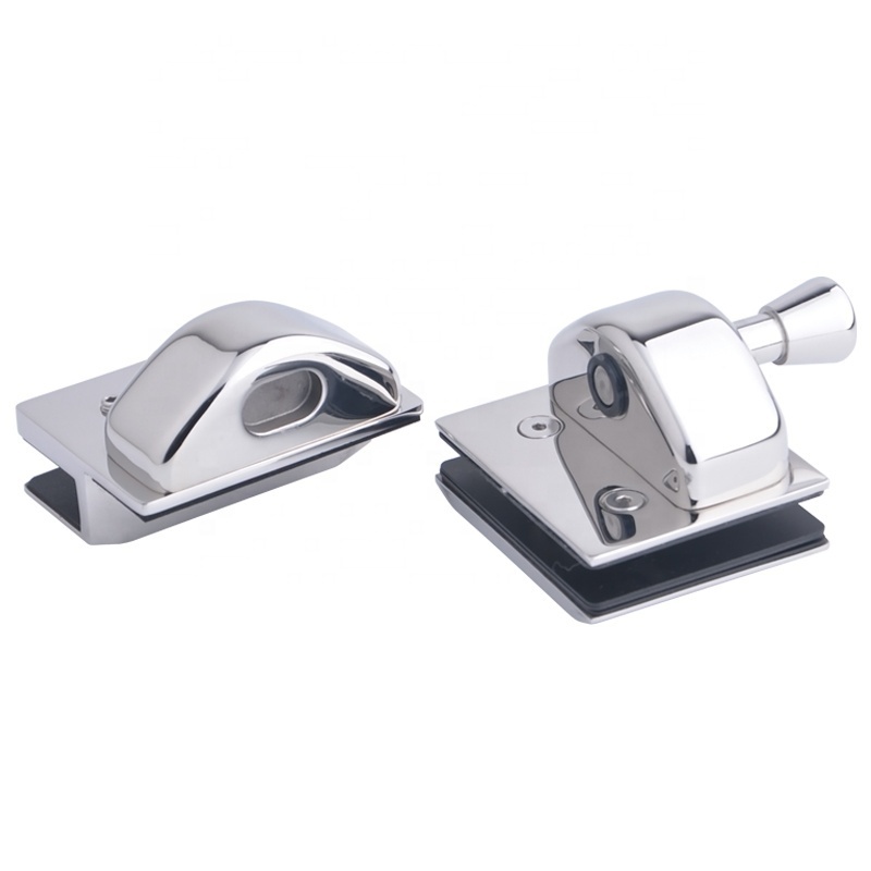 Polished Complete Stainless Steel Glass to Glass 180 Degree Latch