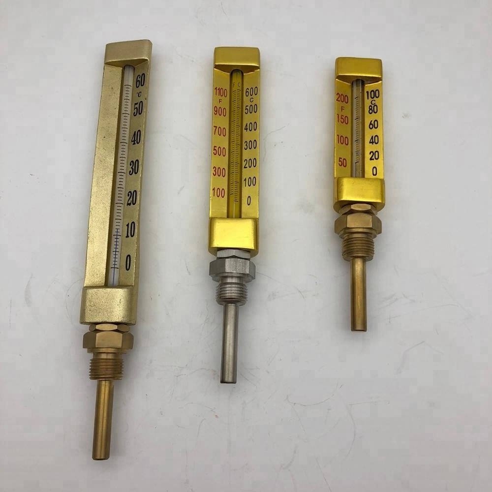 Anti-corrosion pipe V-Shape Industrial Glass Thermometer