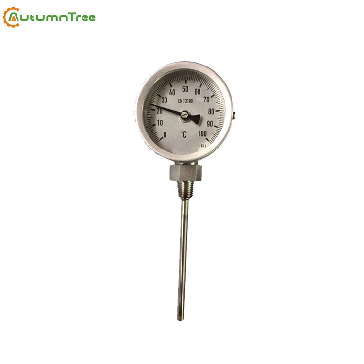 Stainless Steel Case SS316 1.0% 100MM Bimetal Pipe Thermometer