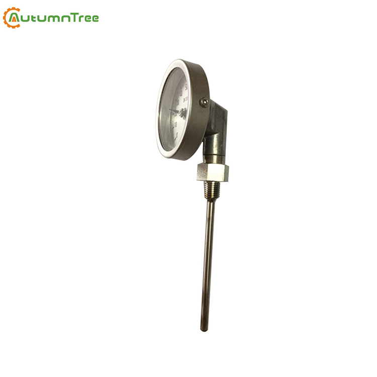 Stainless Steel Case SS316 1.0% 100MM Bimetal Pipe Thermometer