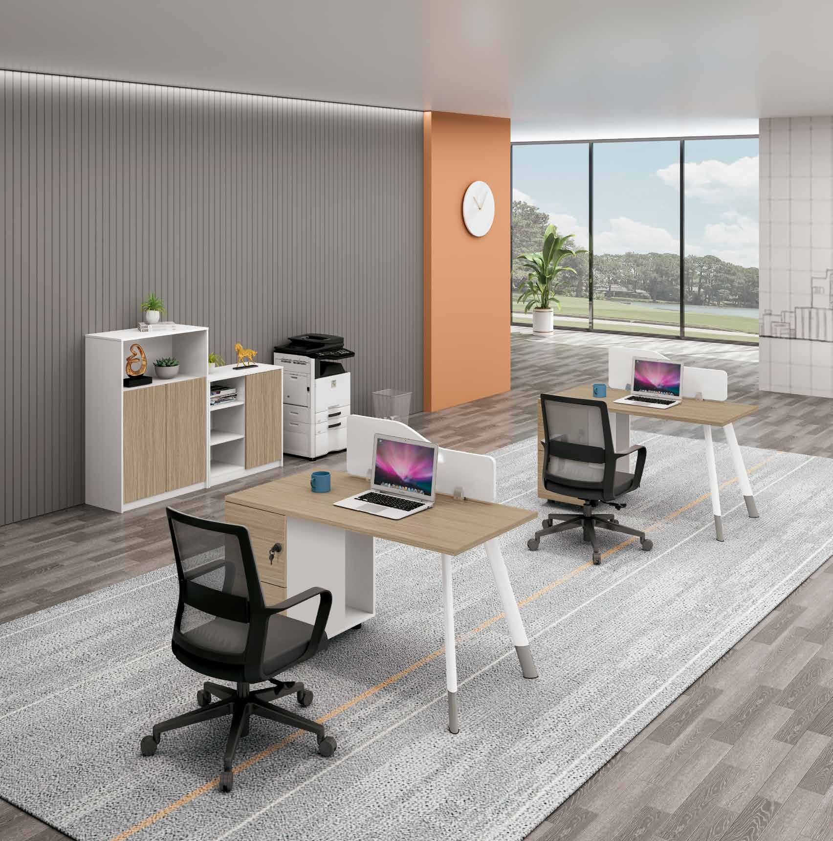 The Latest Design Shape 2 Office Workstations Metal Iron Modern Fiber Glass Office Furniture Work Station Desk Office Furniture