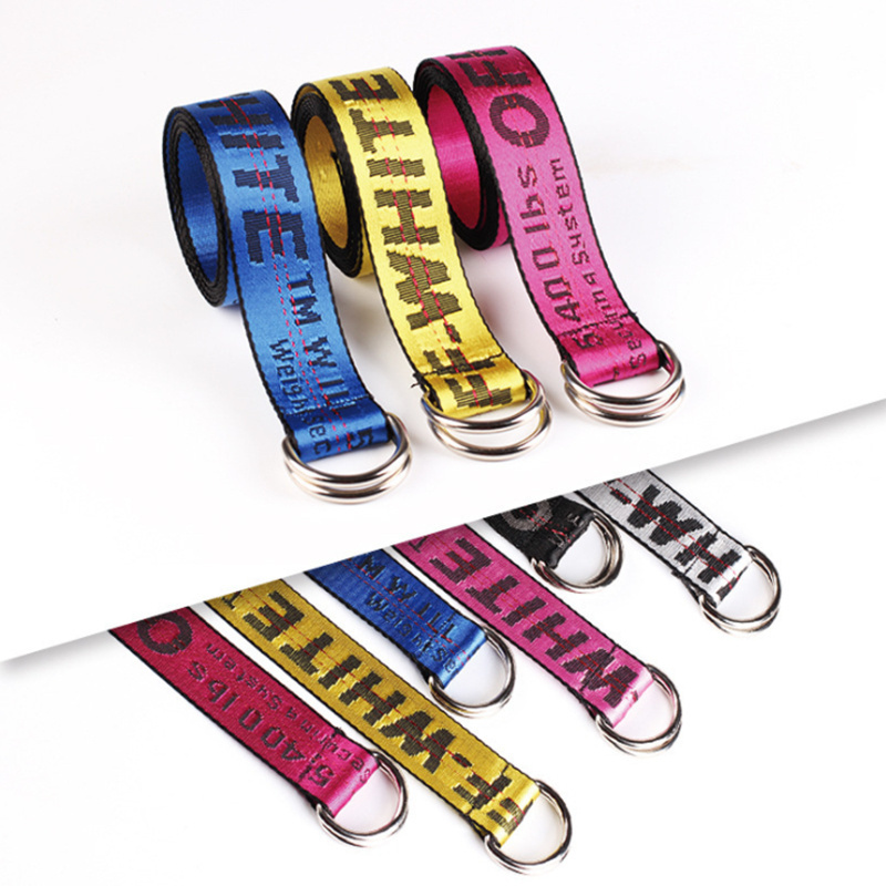 Wholesale Fashion Custom LOGO Letters Embroidery Double Buckle fashion Women Woven Belt