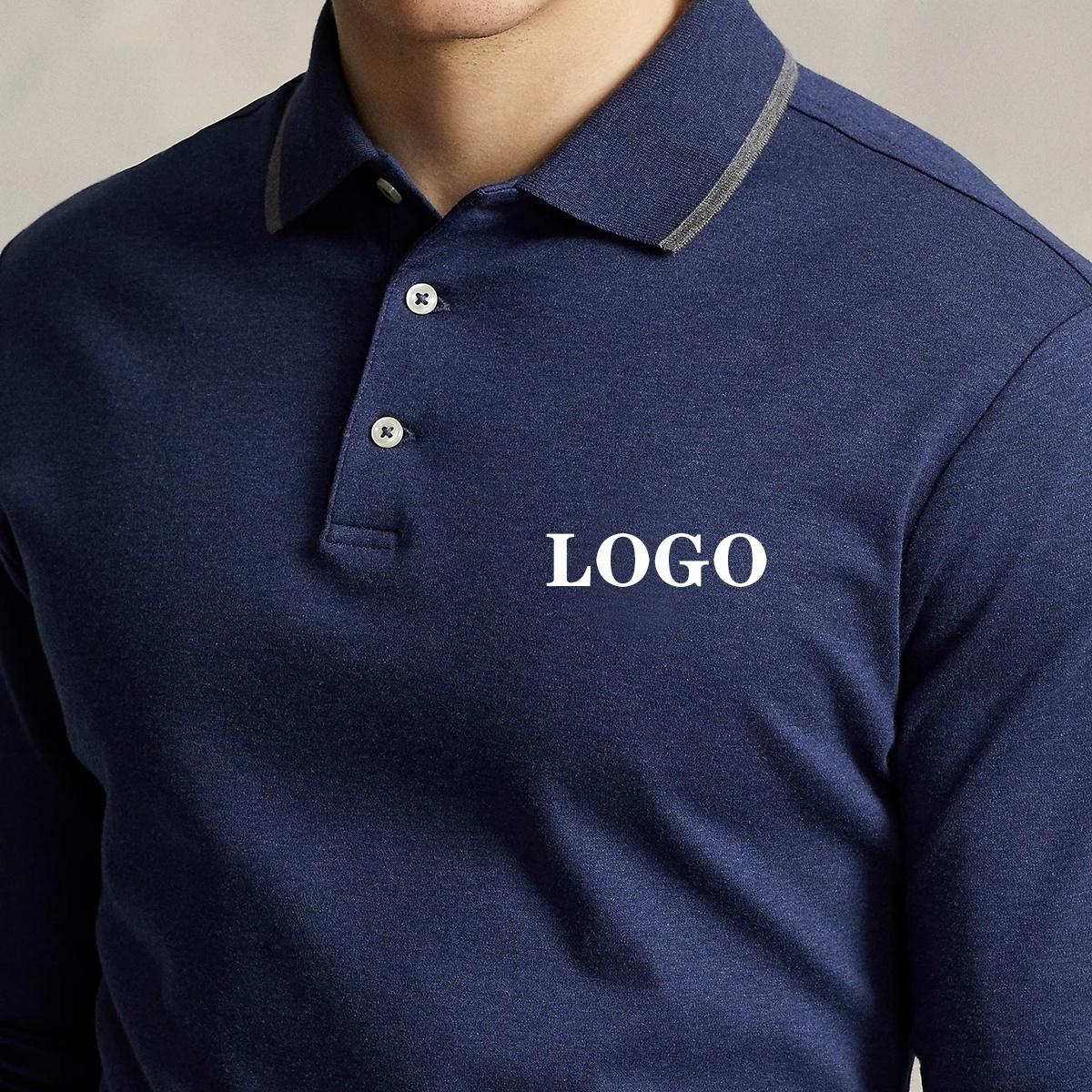 Oti Textile 2024 New Arrival Custom Slim Fit Soft Cotton Mne's Polo Shirt Long Sleeve Business Polo Shirts With Logo For Men