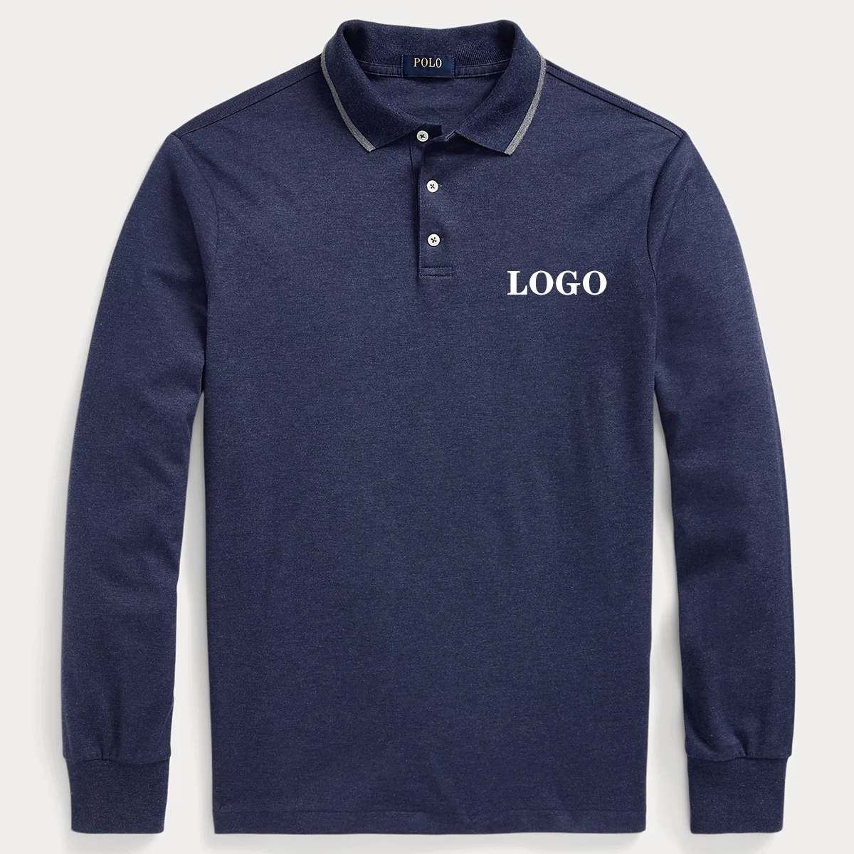 Oti Textile 2024 New Arrival Custom Slim Fit Soft Cotton Mne's Polo Shirt Long Sleeve Business Polo Shirts With Logo For Men