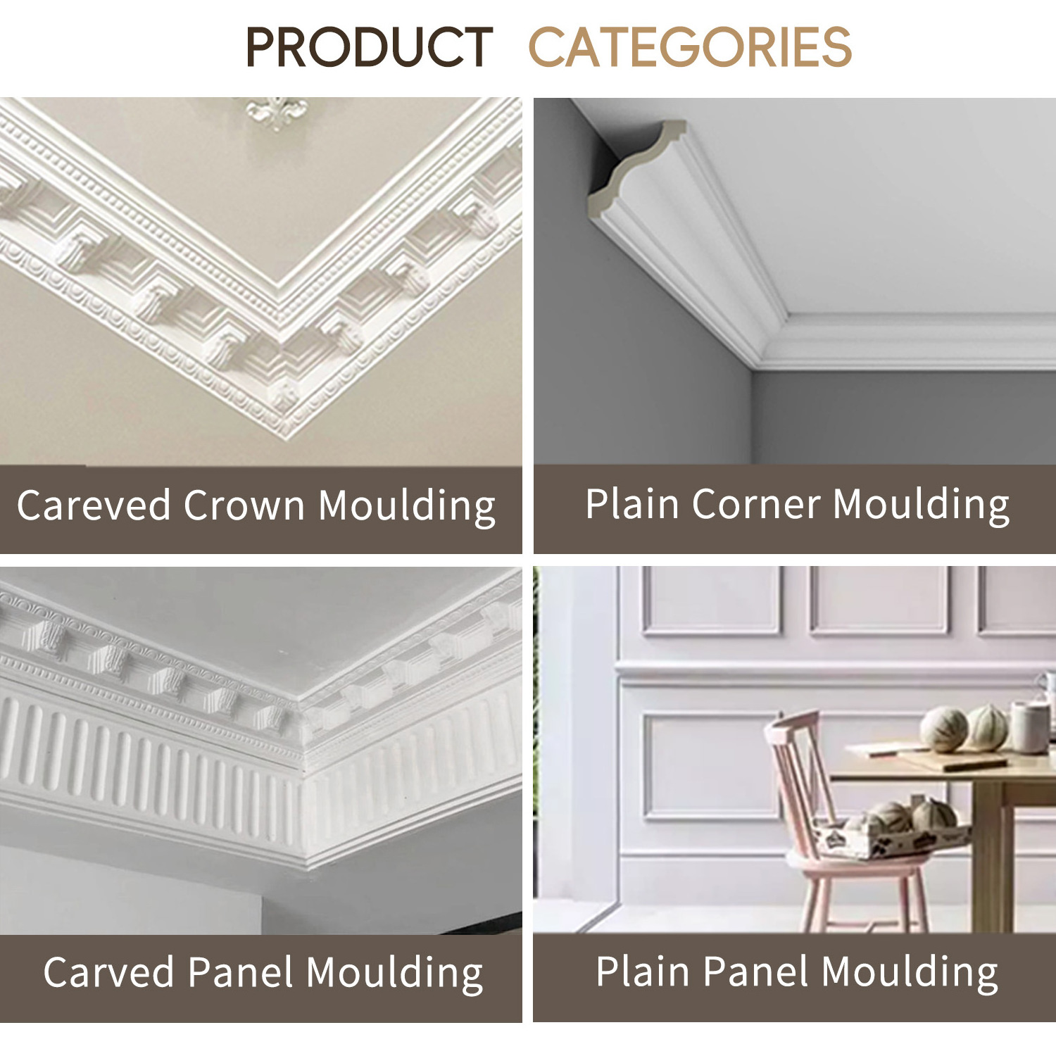 Auuan Decorative Polyurethane Material High Density Foam Trim Molding for Interior Ceiling Decoration