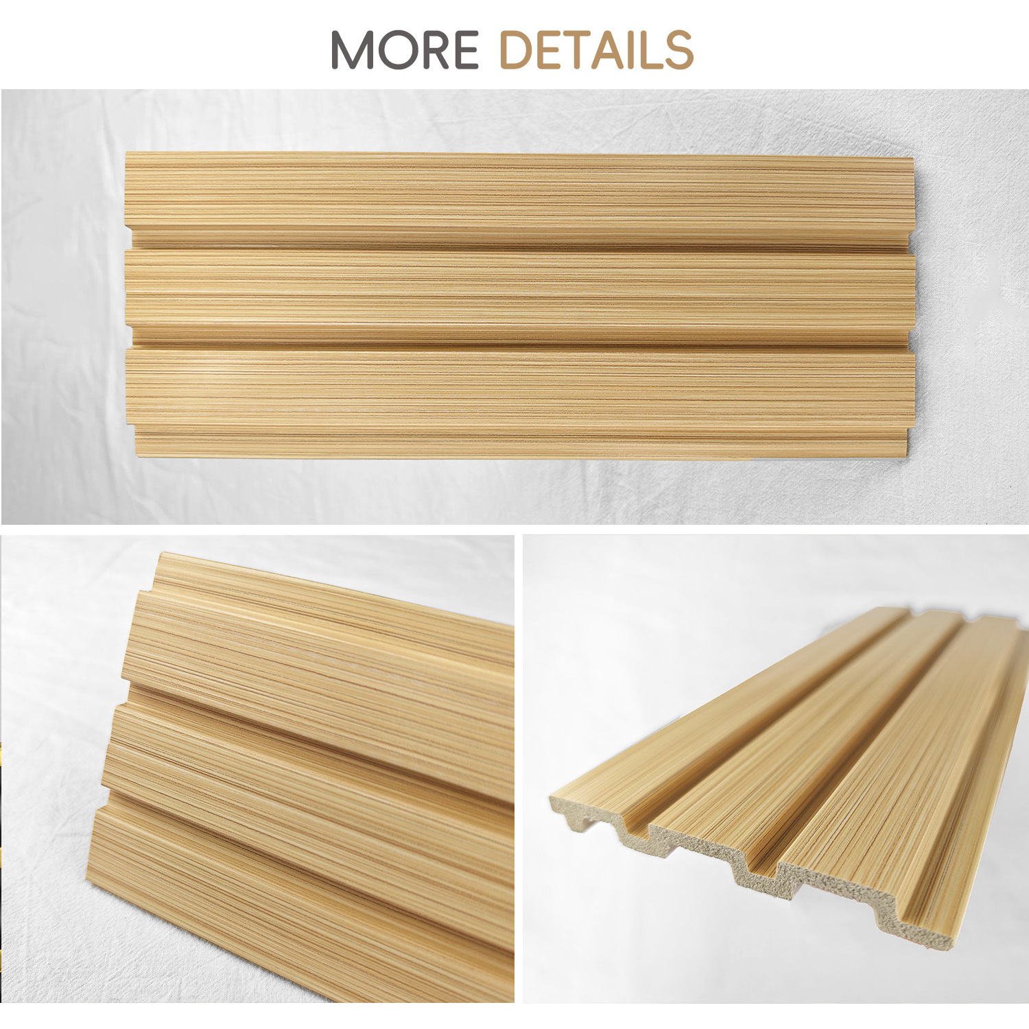 Auuan Interior Wall Decoration Material bathroom artificial fluted cladding pvc ps wood 3d wpc wall panel