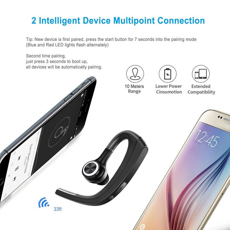 Bluetooth Headset V4.1 Wireless Earpiece Handsfree Business Earphone in-Ear Earbuds with Mute Button USB charging