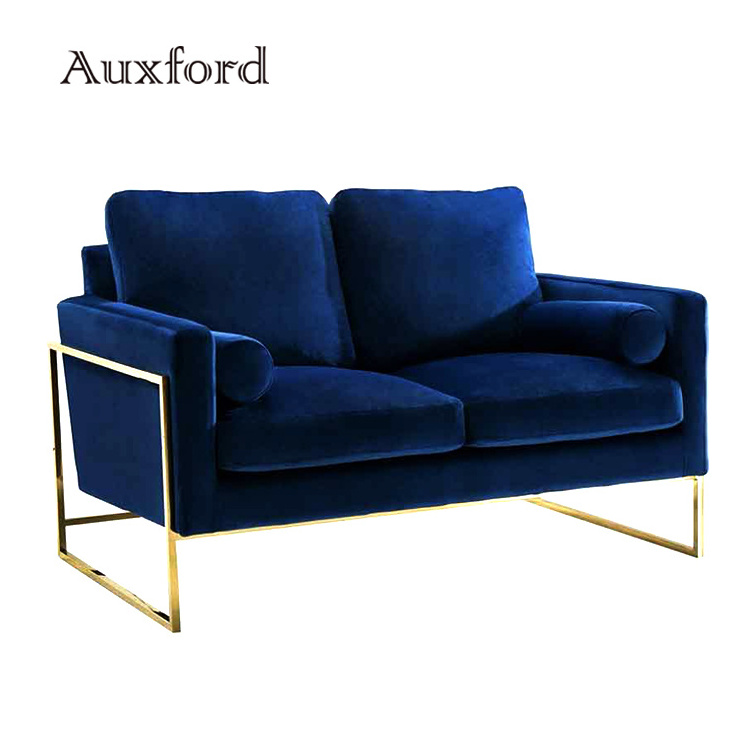 Modern gold living room furniture Contemporary Grey Blue Black loveseat 3 seater sofa velvet fabric