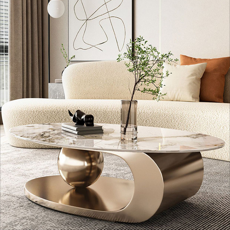 High Fashion new design coffee table set gold color Nordic center table set Polished Arabic style modern tea table