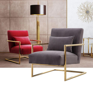 Modern Living Room Furniture Velvet Accent Chair Metal Legs Super Comfortable  Leisure chair for Office Home Hotel Restaurant