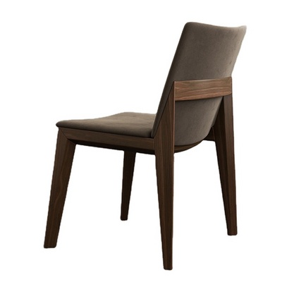 Luxury design leather material simple concise dining  solid wood dining chair