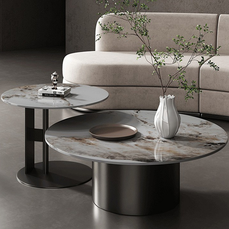 minimalistic designed simple clarity center table furniture stone top metal living room stainless steel coffee table