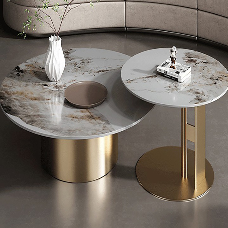 minimalistic designed simple clarity center table furniture stone top metal living room stainless steel coffee table