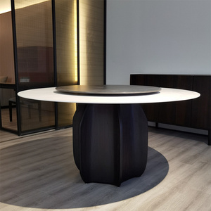 Walnut Stainless Steel Solid Surface Composite Marble Top Dining Table