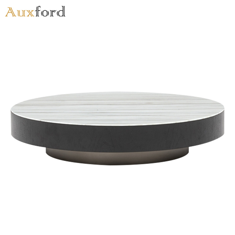 Modern Round Marble Top Coffee Table with Drawer Storage Function Center Table