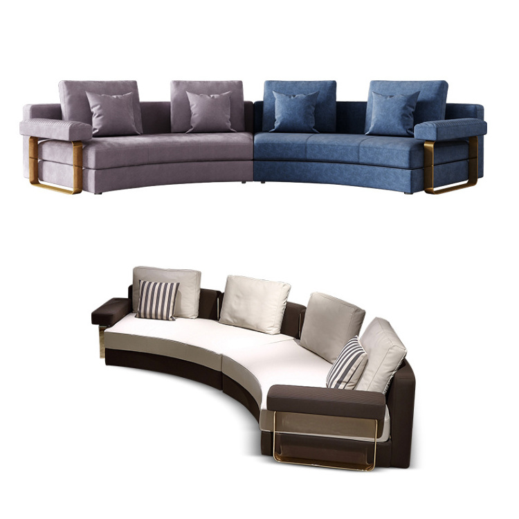 Minimalist modern style sectional sofa set living room circle modular moon modern half round sofas