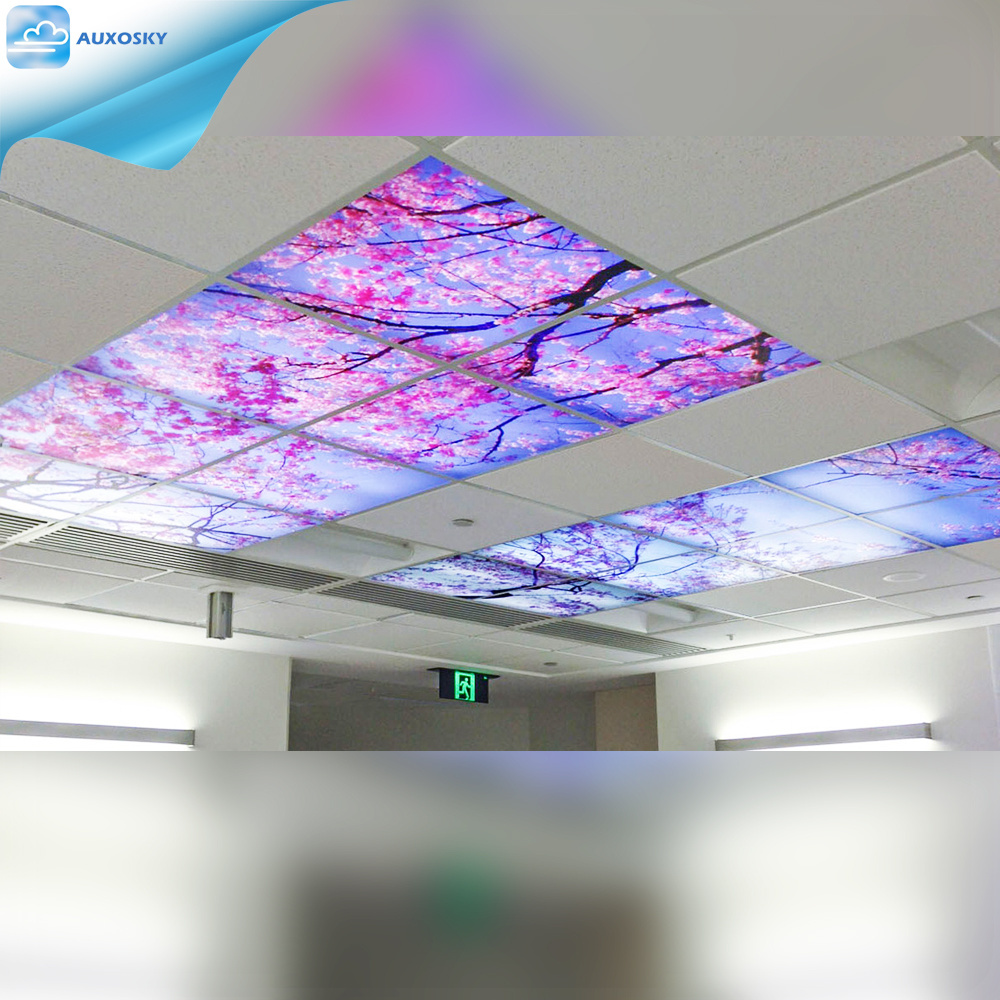 AUXOSKY Led Wall Frame Picture Ceiling Sky Light Blue Wallpaper Mural Artificial Virtual Frameless Led Ceil Skylight Panel