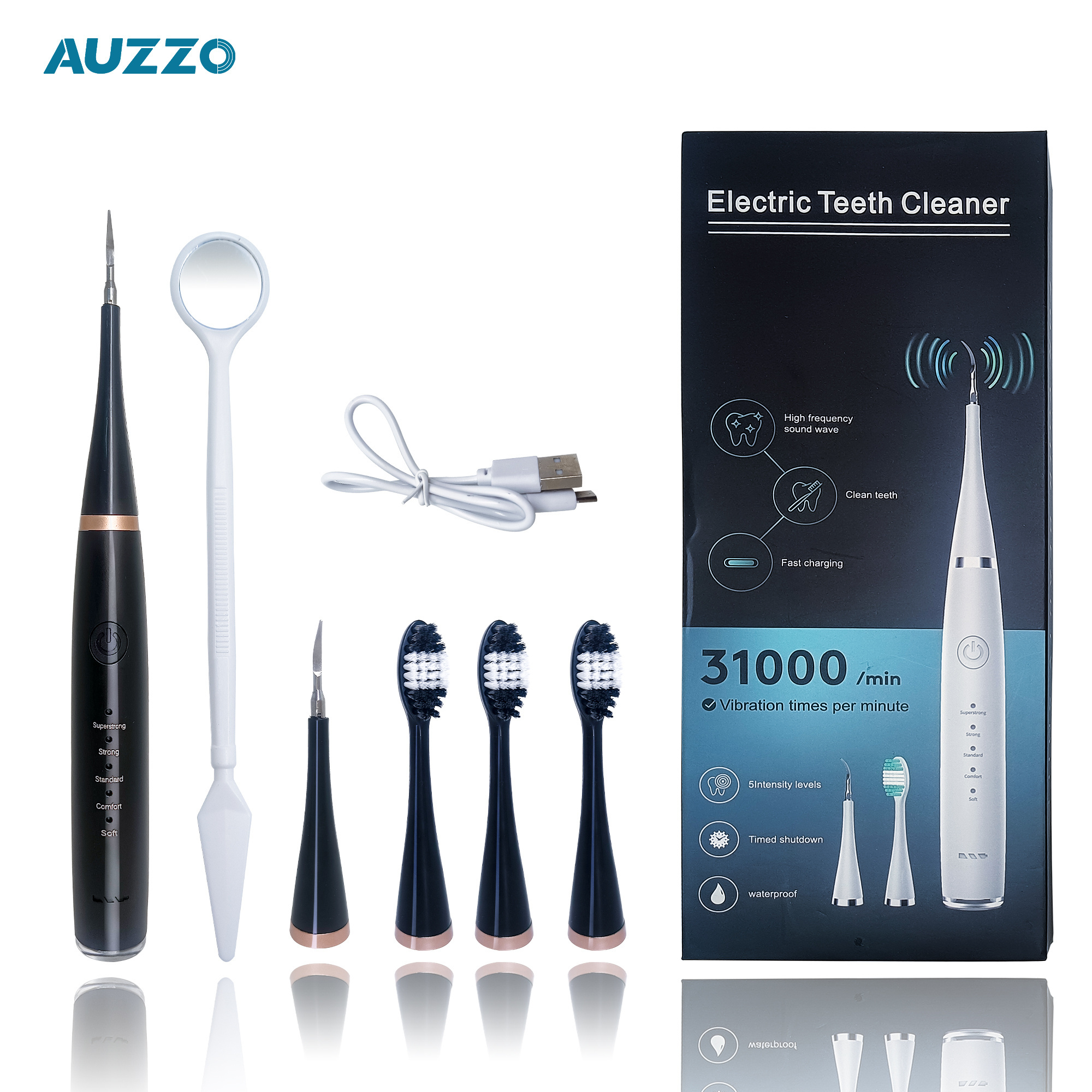 AUZZO Ultrasonic Tooth Cleaner Electric Toothbrush Tooth Whitening Kit Calculus Remover Tooth Cleaner For Home Use