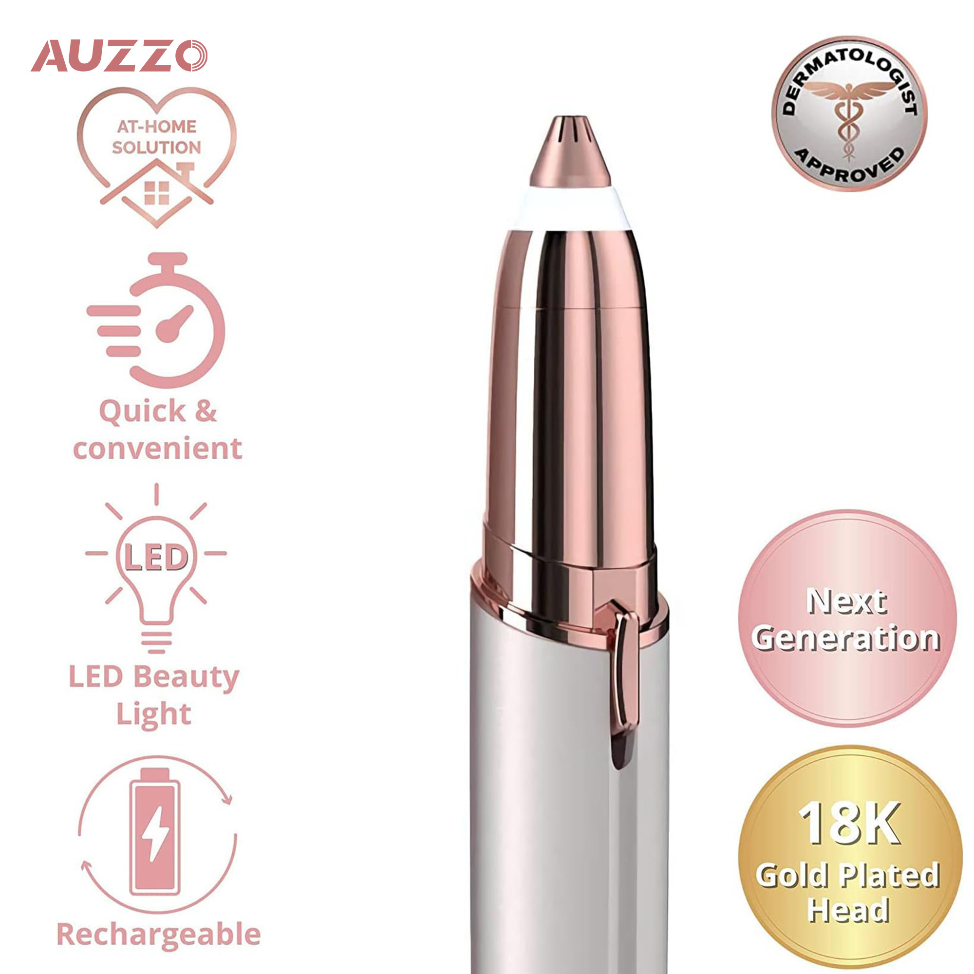 2024 Battery Operated Eyebrow Razor Electric Eyebrow Trimmer Painless Pen Eyebrow With Led Light