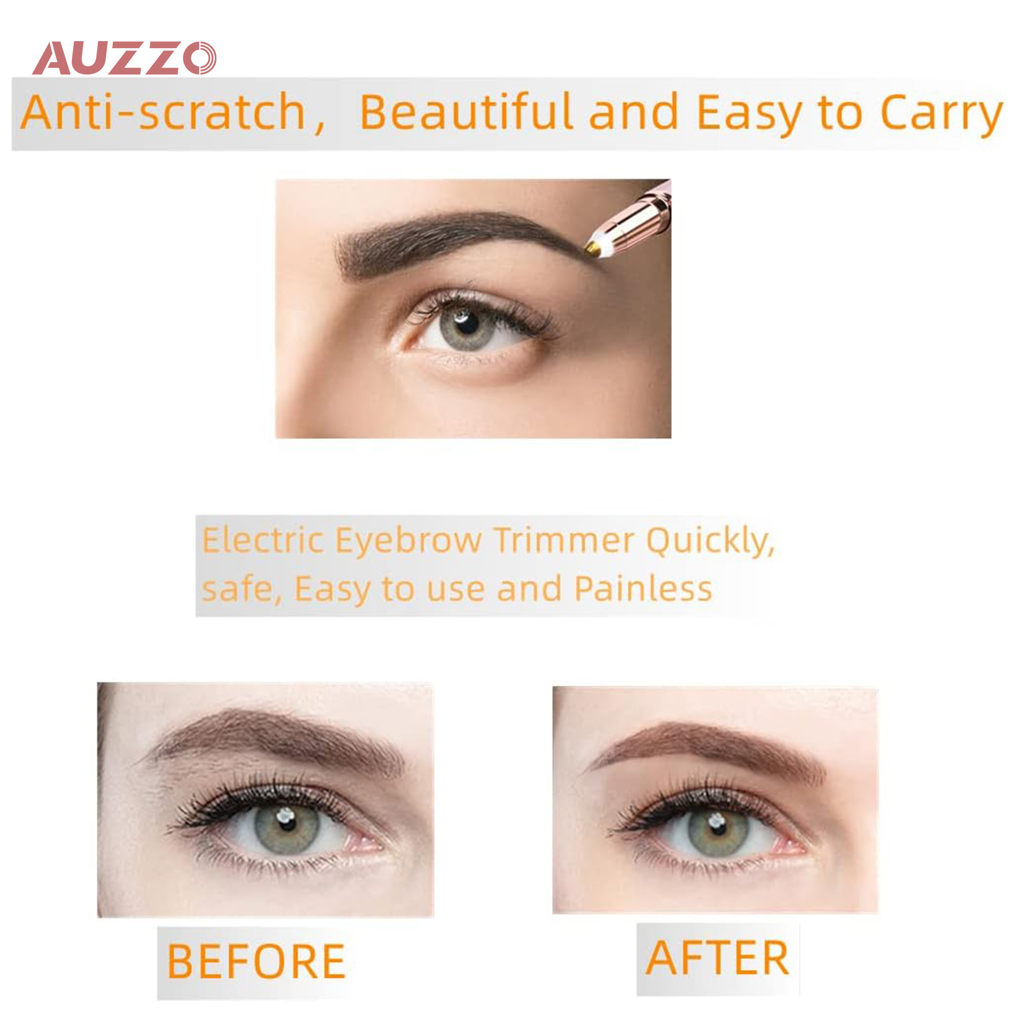 2024 Battery Operated Eyebrow Razor Electric Eyebrow Trimmer Painless Pen Eyebrow With Led Light