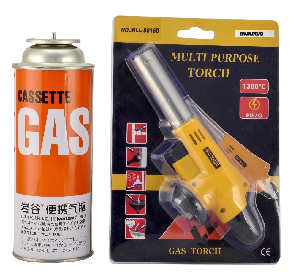 Portable flame torch gas cutting flamethrower torch propane piezo ignition blow camping welding torch butane for BBQ