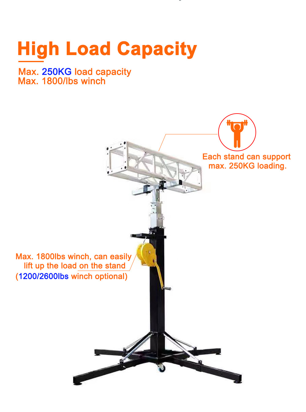 Ava  250KG load heavy duty 6M height led screen stage light line array speaker truss lift tower truss 2600lbs crank winch stand