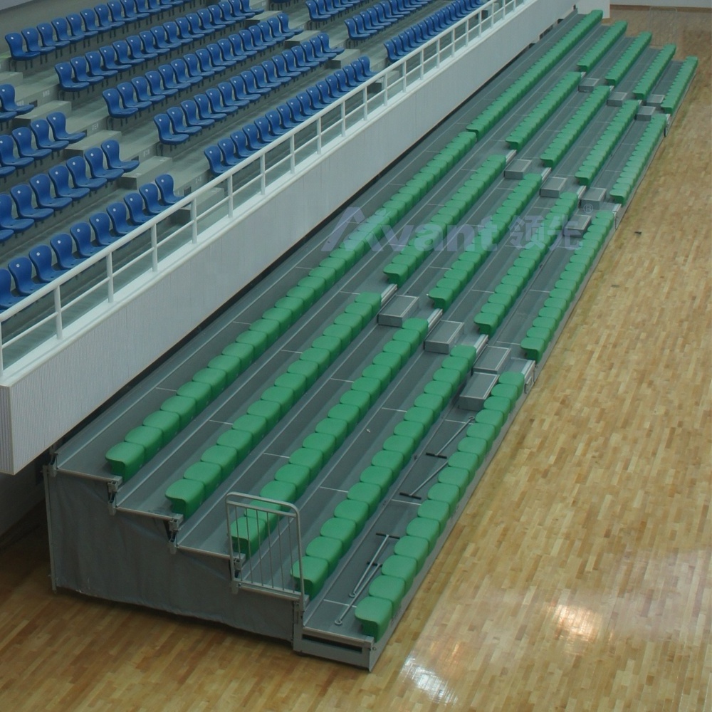 Avant 5 Rows Aluminium Grandstand Seating Indoor Gym Mobile Portable Bleachers Green Stadium Spectators Seats Stadium Chairs