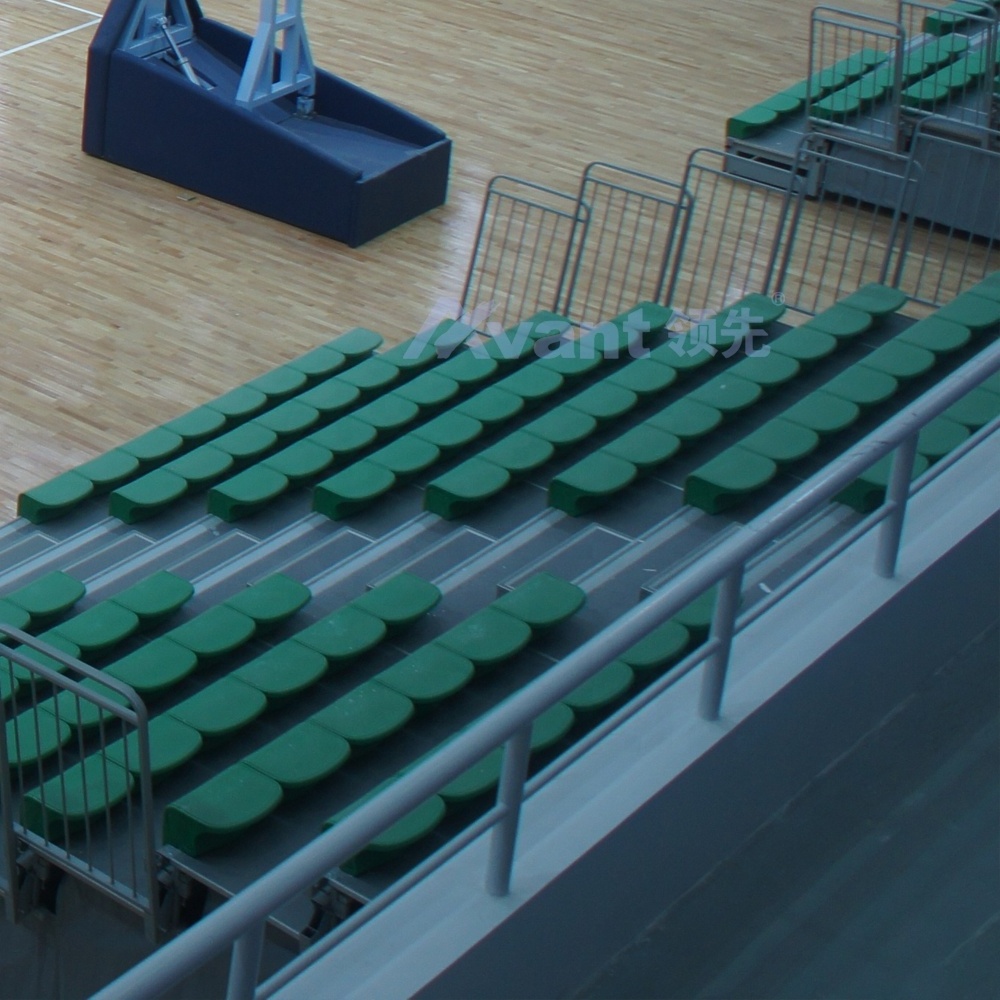 Avant 5 Rows Aluminium Grandstand Seating Indoor Gym Mobile Portable Bleachers Green Stadium Spectators Seats Stadium Chairs